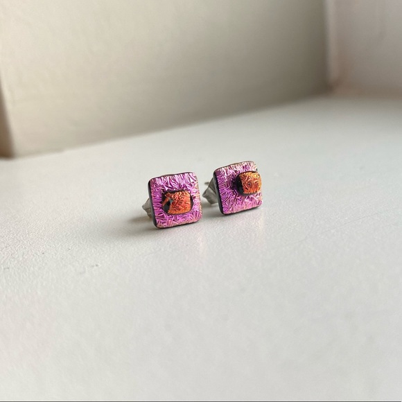 Unknown Jewelry - Pink and Orange Bright Stud Earrings